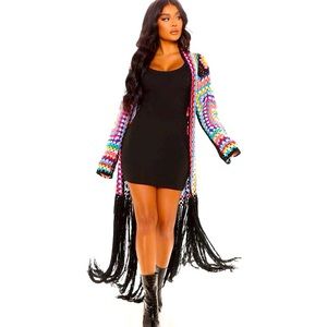 Gypsy Queen Crochet Cardigan - Black/Combo